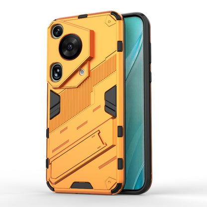 For Huawei Pura 70 Ultra Punk Armor 2 in 1 PC + TPU Phone Case with Holder(Orange) by buy2fix