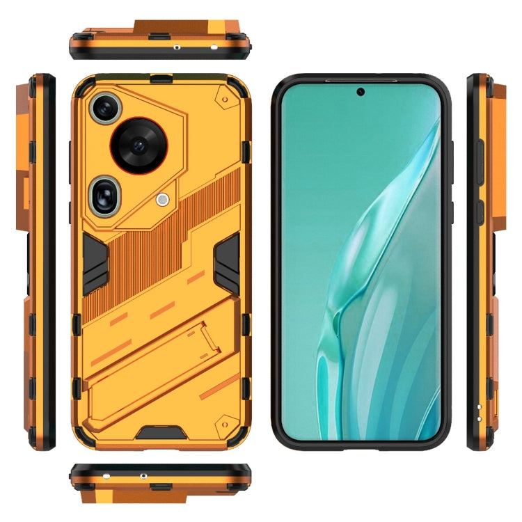 For Huawei Pura 70 Ultra Punk Armor 2 in 1 PC + TPU Phone Case with Holder(Orange) by buy2fix