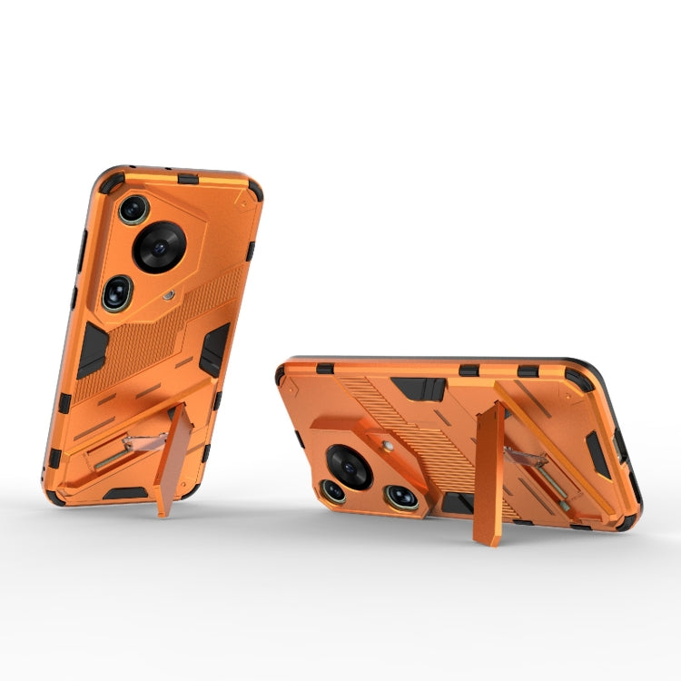 For Huawei Pura 70 Ultra Punk Armor 2 in 1 PC + TPU Phone Case with Holder(Orange) by buy2fix