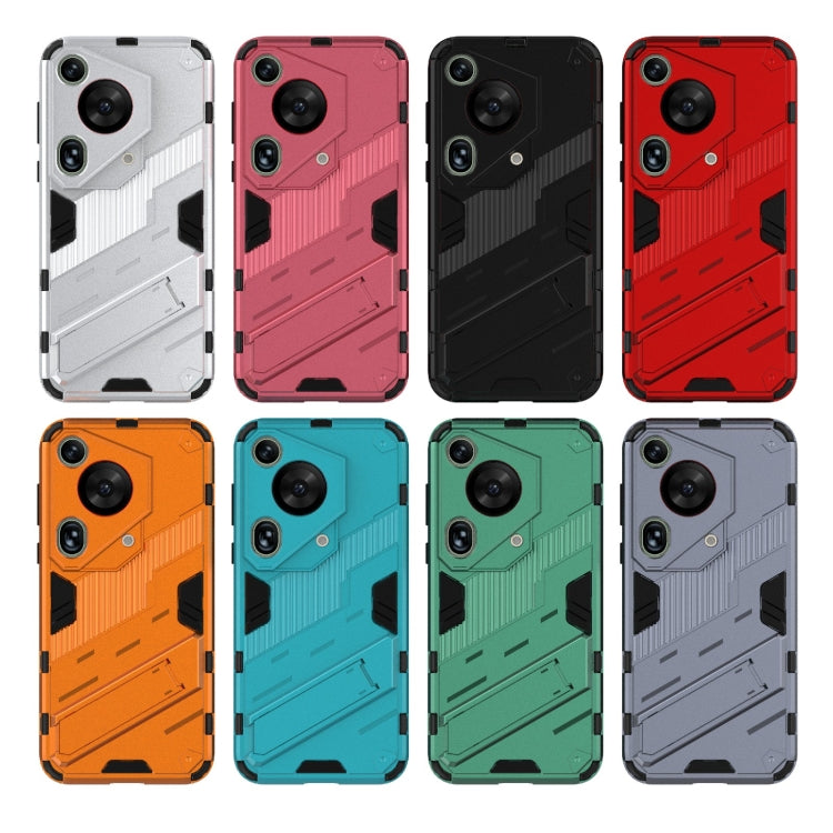 For Huawei Pura 70 Ultra Punk Armor 2 in 1 PC + TPU Phone Case with Holder(Orange) by buy2fix