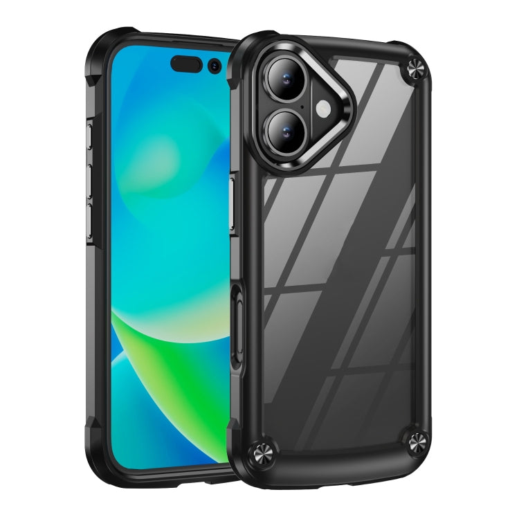 For iPhone 16 TPU + PC Lens Protection Phone Case(Black) - iPhone 16 Cases by buy2fix | Online Shopping UK | buy2fix