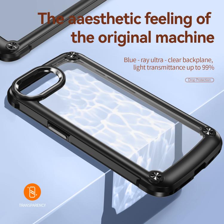 For iPhone 16e TPU + PC Lens Protection Phone Case(Black) - iPhone 16e Cases by buy2fix | Online Shopping UK | buy2fix