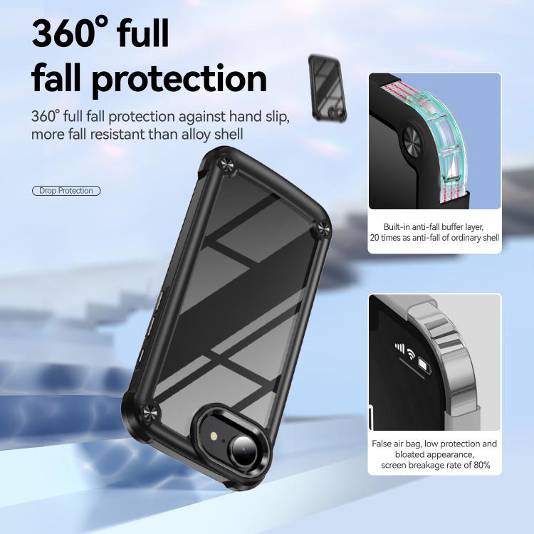 For iPhone 16e TPU + PC Lens Protection Phone Case(Black) - iPhone 16e Cases by buy2fix | Online Shopping UK | buy2fix