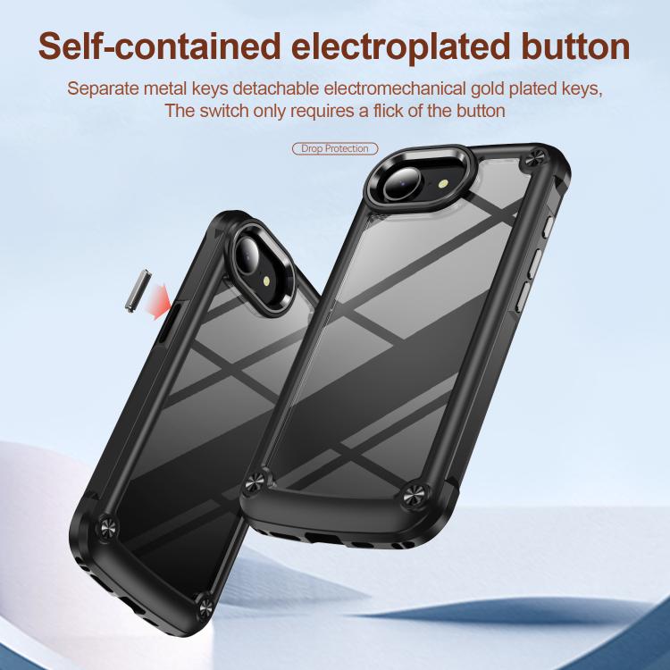 For iPhone 16e TPU + PC Lens Protection Phone Case(Black) - iPhone 16e Cases by buy2fix | Online Shopping UK | buy2fix