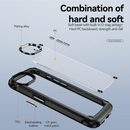 For iPhone 16e TPU + PC Lens Protection Phone Case(Black) - iPhone 16e Cases by buy2fix | Online Shopping UK | buy2fix