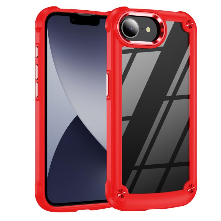 For iPhone 16e TPU + PC Lens Protection Phone Case(Red) - iPhone 16e Cases by buy2fix | Online Shopping UK | buy2fix