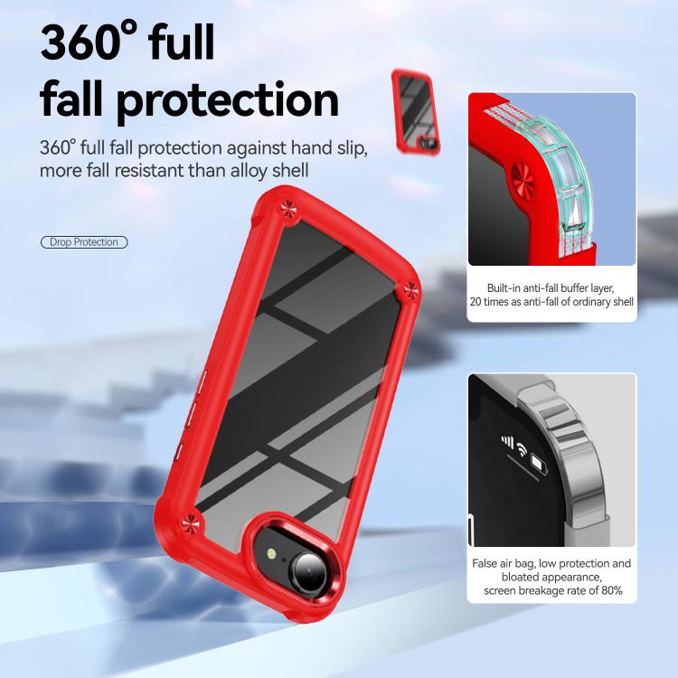 For iPhone 16e TPU + PC Lens Protection Phone Case(Red) - iPhone 16e Cases by buy2fix | Online Shopping UK | buy2fix
