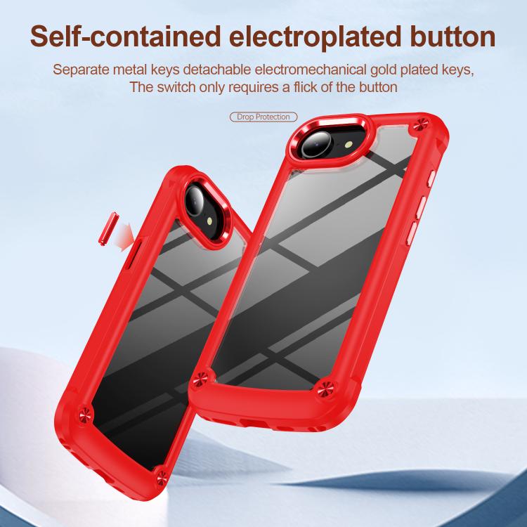 For iPhone 16e TPU + PC Lens Protection Phone Case(Red) - iPhone 16e Cases by buy2fix | Online Shopping UK | buy2fix