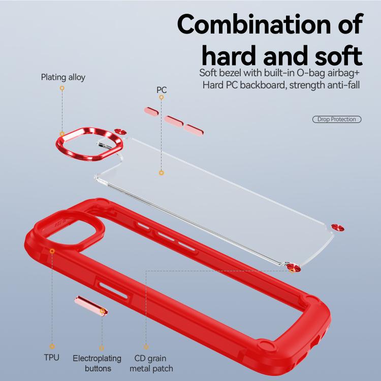 For iPhone 16e TPU + PC Lens Protection Phone Case(Red) - iPhone 16e Cases by buy2fix | Online Shopping UK | buy2fix