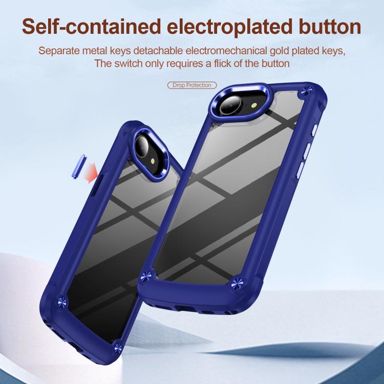 For iPhone 16e TPU + PC Lens Protection Phone Case(Blue) - iPhone 16e Cases by buy2fix | Online Shopping UK | buy2fix