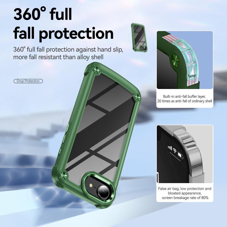 For iPhone 16e TPU + PC Lens Protection Phone Case(Green) - iPhone 16e Cases by buy2fix | Online Shopping UK | buy2fix