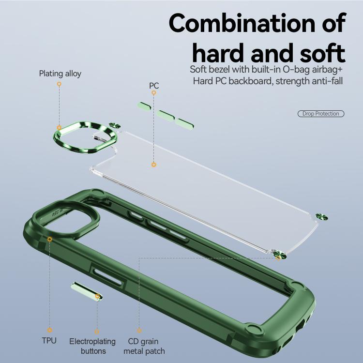 For iPhone 16e TPU + PC Lens Protection Phone Case(Green) - iPhone 16e Cases by buy2fix | Online Shopping UK | buy2fix
