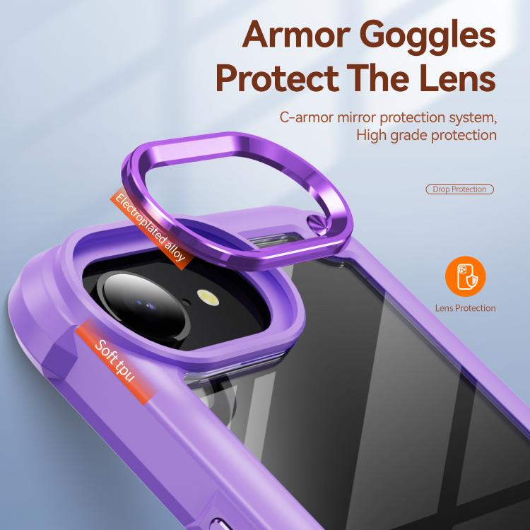 For iPhone 16e TPU + PC Lens Protection Phone Case(Purple) - iPhone 16e Cases by buy2fix | Online Shopping UK | buy2fix