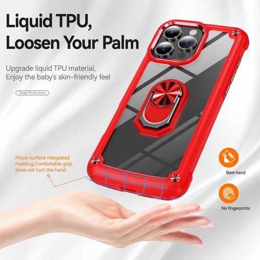 For iPhone 16 Pro TPU + PC Lens Protection Phone Case with Ring Holder(Red) by buy2fix