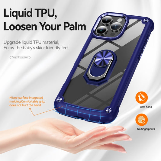 For iPhone 16 Pro TPU + PC Lens Protection Phone Case with Ring Holder(Blue) by buy2fix