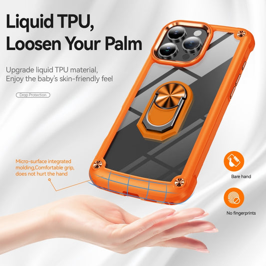 For iPhone 16 Pro TPU + PC Lens Protection Phone Case with Ring Holder(Orange) by buy2fix
