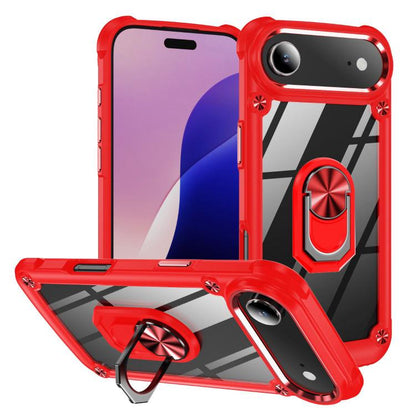 For iPhone Air TPU + PC Lens Protection Phone Case with Ring Holder(Red) - iPhone Air Cases by buy2fix | Online Shopping UK | buy2fix