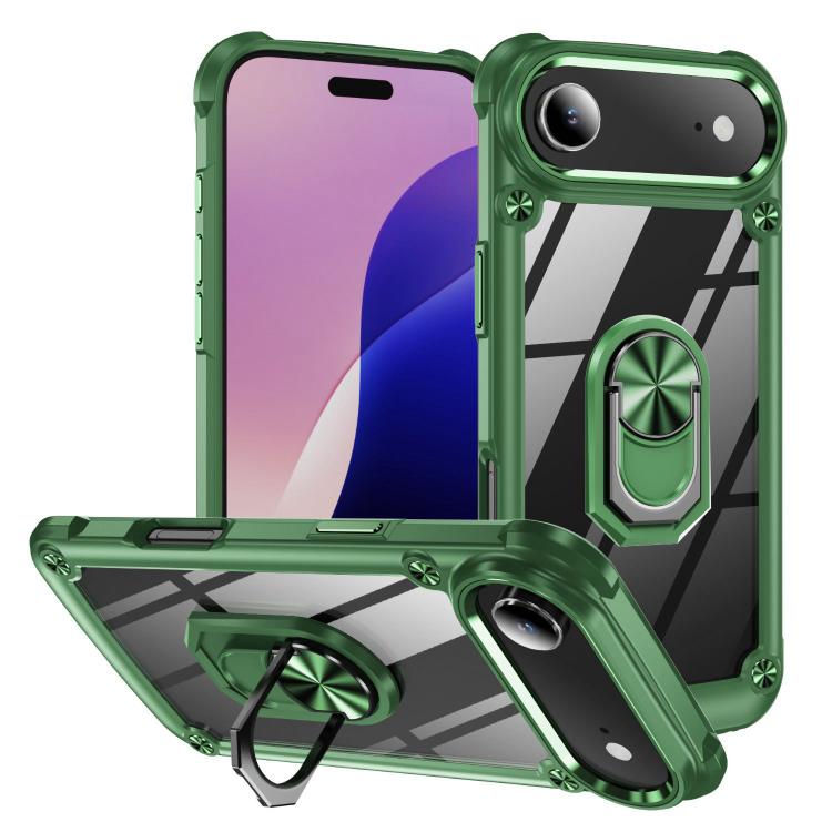 For iPhone Air TPU + PC Lens Protection Phone Case with Ring Holder(Green) - iPhone Air Cases by buy2fix | Online Shopping UK | buy2fix