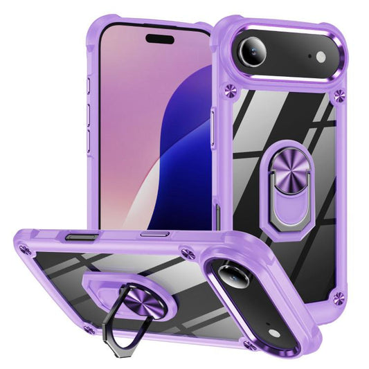 For iPhone Air TPU + PC Lens Protection Phone Case with Ring Holder(Purple) - iPhone Air Cases by buy2fix | Online Shopping UK | buy2fix