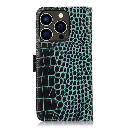 For iPhone 15 Pro Max Crocodile Top Layer Cowhide Leather Phone Case(Green) - iPhone 15 Pro Max Cases by buy2fix | Online Shopping UK | buy2fix