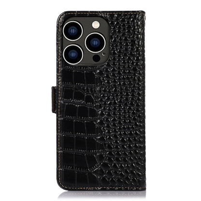 For iPhone 15 Pro Crocodile Top Layer Cowhide Leather Phone Case(Black) - iPhone 15 Pro Cases by buy2fix | Online Shopping UK | buy2fix