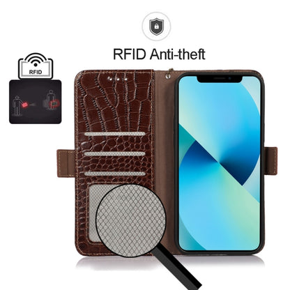 For iPhone 15 Pro Crocodile Top Layer Cowhide Leather Phone Case(Brown) - iPhone 15 Pro Cases by buy2fix | Online Shopping UK | buy2fix