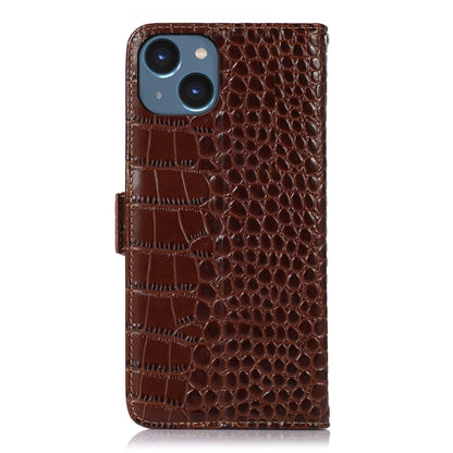 For iPhone 15 Crocodile Top Layer Cowhide Leather Phone Case(Brown) - iPhone 15 Cases by buy2fix | Online Shopping UK | buy2fix