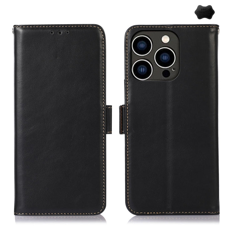 For iPhone 16 Pro Max Crazy Horse Top Layer Cowhide Leather Phone Case(Black) by buy2fix