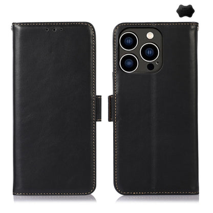 For iPhone 16 Pro Max Crazy Horse Top Layer Cowhide Leather Phone Case(Black) by buy2fix