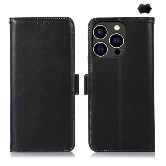 For iPhone 16 Pro Max Crazy Horse Top Layer Cowhide Leather Phone Case(Black) by buy2fix