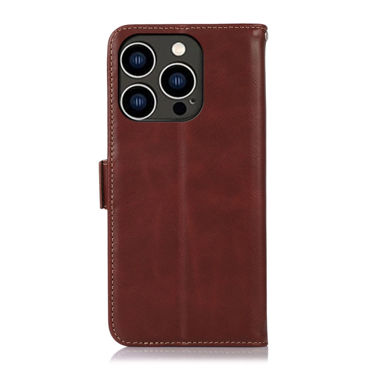 For iPhone 16 Pro Max Crazy Horse Top Layer Cowhide Leather Phone Case(Brown) by buy2fix