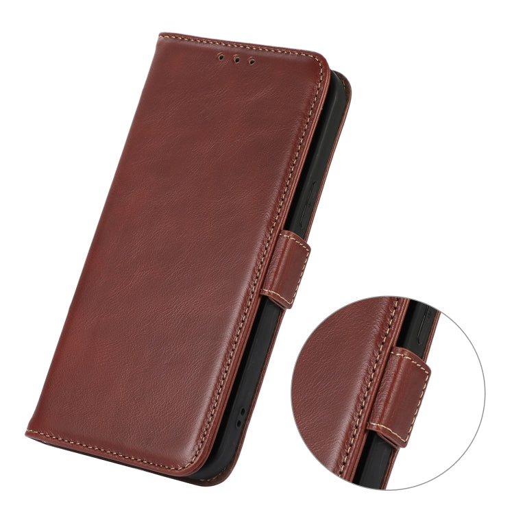 For iPhone 16 Pro Max Crazy Horse Top Layer Cowhide Leather Phone Case(Brown) by buy2fix