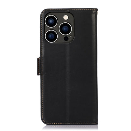 For iPhone 16 Pro Crazy Horse Top Layer Cowhide Leather Phone Case(Black) - iPhone 16 Pro Cases by buy2fix | Online Shopping UK | buy2fix