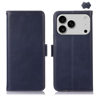 For iPhone 17 Pro Max Crazy Horse Top Layer Cowhide Leather Phone Case(Blue) - iPhone 17 Pro Max Cases by buy2fix | Online Shopping UK | buy2fix