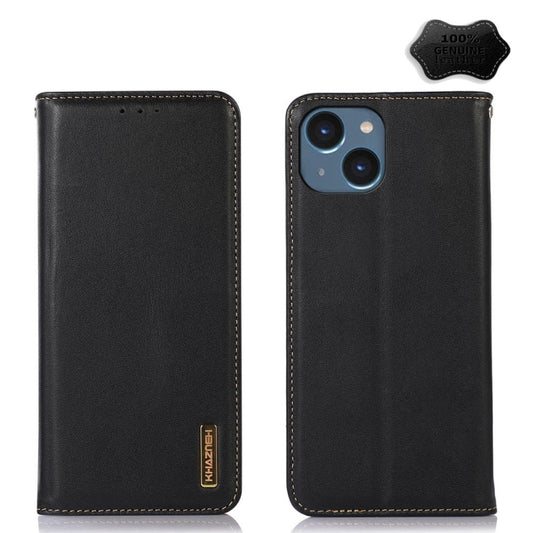 For iPhone 15 KHAZNEH Nappa Top Layer Cowhide Leather Phone Case(Black) - iPhone 15 Cases by buy2fix | Online Shopping UK | buy2fix