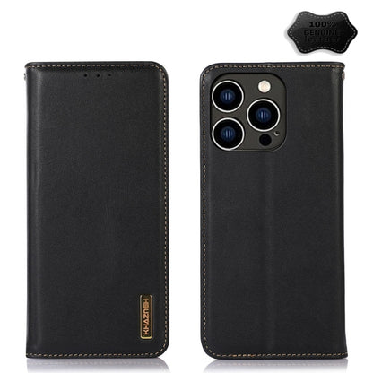 For iPhone 15 Pro KHAZNEH Nappa Top Layer Cowhide Leather Phone Case(Black) - iPhone 15 Pro Cases by buy2fix | Online Shopping UK | buy2fix