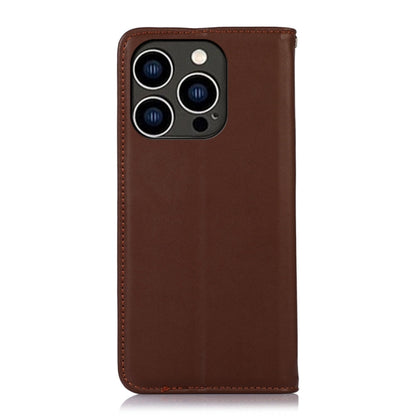 For iPhone 15 Pro Max KHAZNEH Nappa Top Layer Cowhide Leather Phone Case(Brown) - iPhone 15 Pro Max Cases by buy2fix | Online Shopping UK | buy2fix