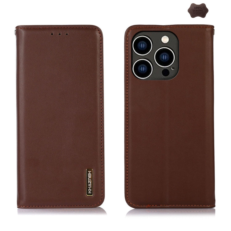 For iPhone 16 Pro Max KHAZNEH Nappa Top Layer Cowhide Leather Phone Case(Brown) by buy2fix