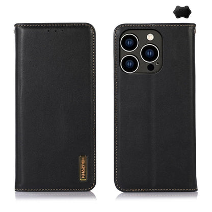 For iPhone 16 Pro KHAZNEH Nappa Top Layer Cowhide Leather Phone Case(Black) by buy2fix