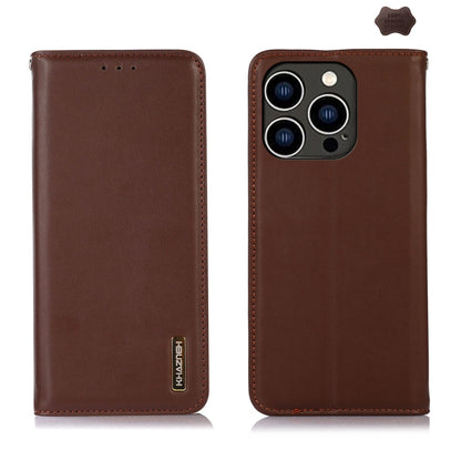 For iPhone 16 Pro KHAZNEH Nappa Top Layer Cowhide Leather Phone Case(Brown) by buy2fix