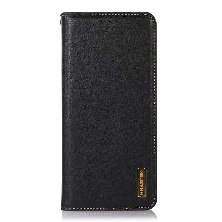 For iPhone 16e KHAZNEH Nappa Top Layer Cowhide Leather Phone Case(Black) - iPhone 16e Cases by buy2fix | Online Shopping UK | buy2fix
