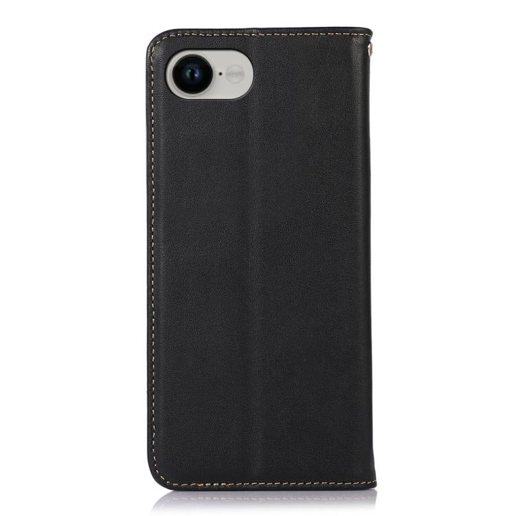 For iPhone 16e KHAZNEH Nappa Top Layer Cowhide Leather Phone Case(Black) - iPhone 16e Cases by buy2fix | Online Shopping UK | buy2fix