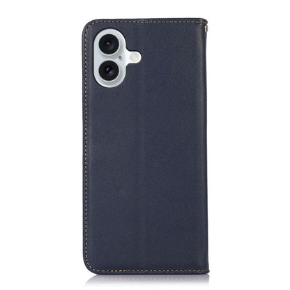 For iPhone 17 KHAZNEH Nappa Top Layer Cowhide Leather Phone Case(Blue) - iPhone 17 Cases by buy2fix | Online Shopping UK | buy2fix