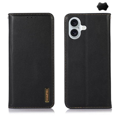 For iPhone 17 KHAZNEH Nappa Top Layer Cowhide Leather Phone Case(Black) - iPhone 17 Cases by buy2fix | Online Shopping UK | buy2fix