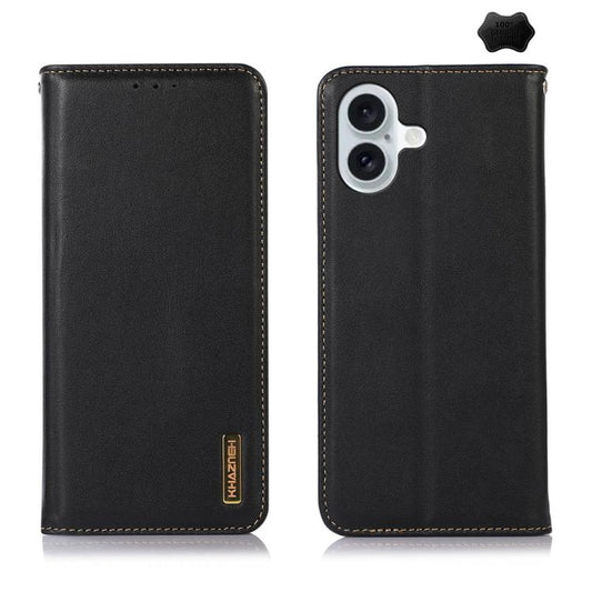 For iPhone 17 KHAZNEH Nappa Top Layer Cowhide Leather Phone Case(Black) - iPhone 17 Cases by buy2fix | Online Shopping UK | buy2fix