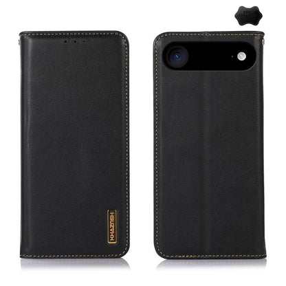 For iPhone 17 Air KHAZNEH Nappa Top Layer Cowhide Leather Phone Case(Black) - iPhone 17 Air Cases by buy2fix | Online Shopping UK | buy2fix