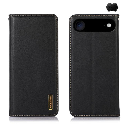 For iPhone 17 Air KHAZNEH Nappa Top Layer Cowhide Leather Phone Case(Black) - iPhone 17 Air Cases by buy2fix | Online Shopping UK | buy2fix
