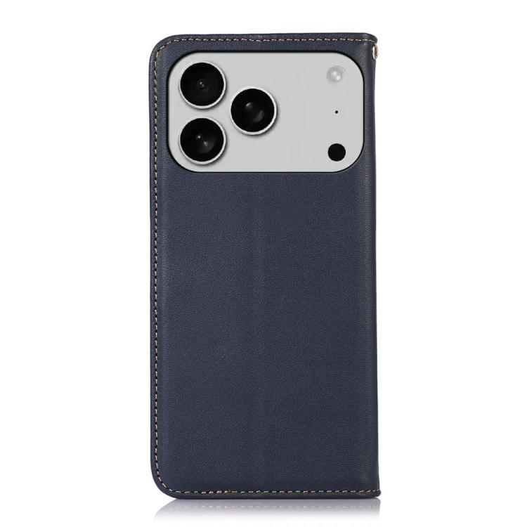 For iPhone 17 Pro KHAZNEH Nappa Top Layer Cowhide Leather Phone Case(Blue) - iPhone 17 Pro Cases by buy2fix | Online Shopping UK | buy2fix