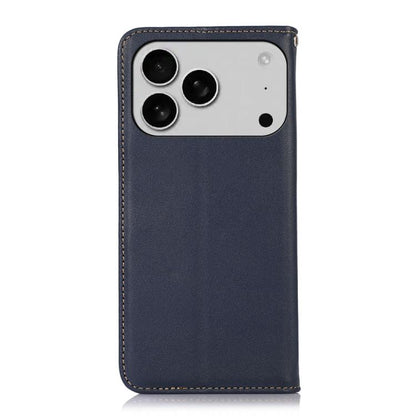 For iPhone 17 Pro KHAZNEH Nappa Top Layer Cowhide Leather Phone Case(Blue) - iPhone 17 Pro Cases by buy2fix | Online Shopping UK | buy2fix