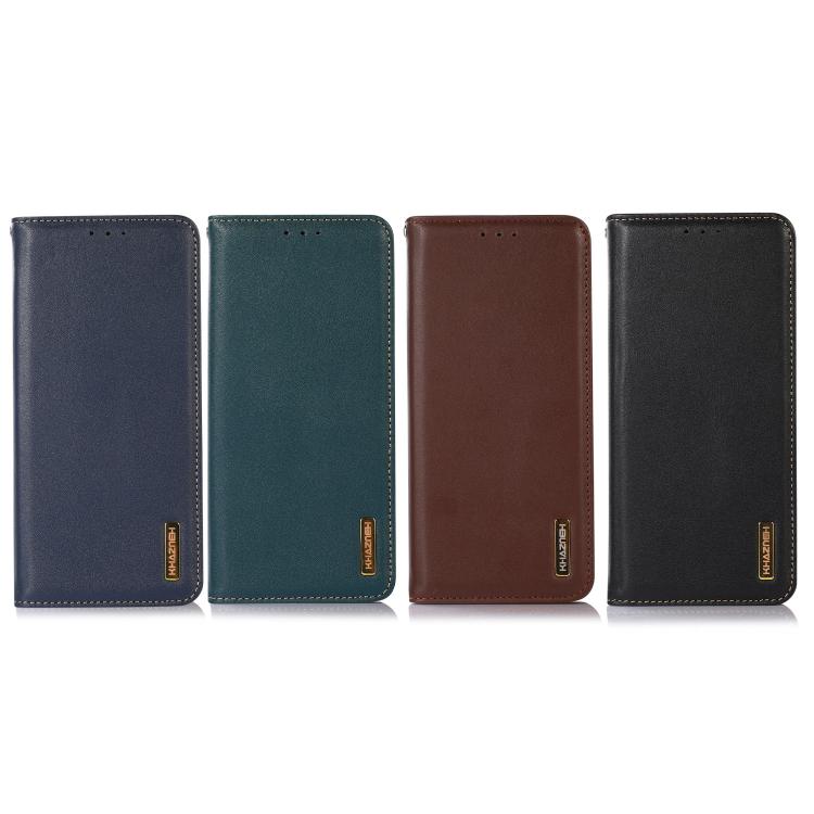 For iPhone 17 Pro Max KHAZNEH Nappa Top Layer Cowhide Leather Phone Case(Blue) - iPhone 17 Pro Max Cases by buy2fix | Online Shopping UK | buy2fix